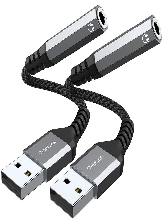 QianLink USB to 3.5mm Jack Audio Adapter for Universal - TRRS 4-Pole Plug and Play