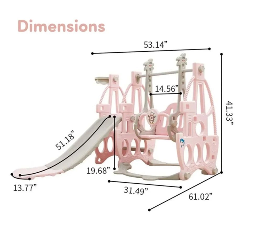 3 In 1 Swing With Slide - Pink 1-6 years