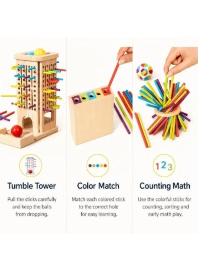 3-in-1 Wooden Board Game - 3+