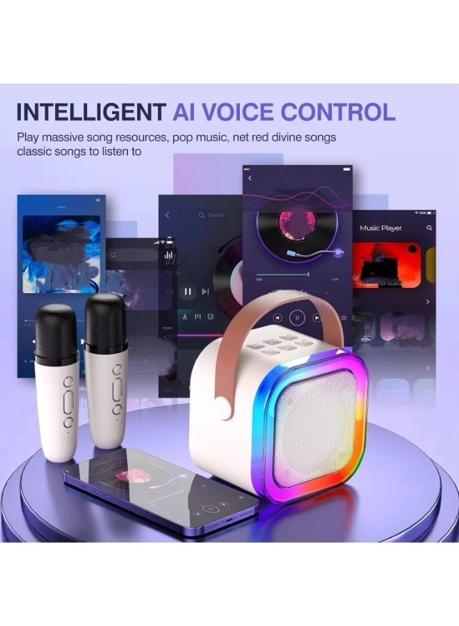 Karaoke Bluetooth Speaker - High Volume Wireless Dual Mic RGB Lights