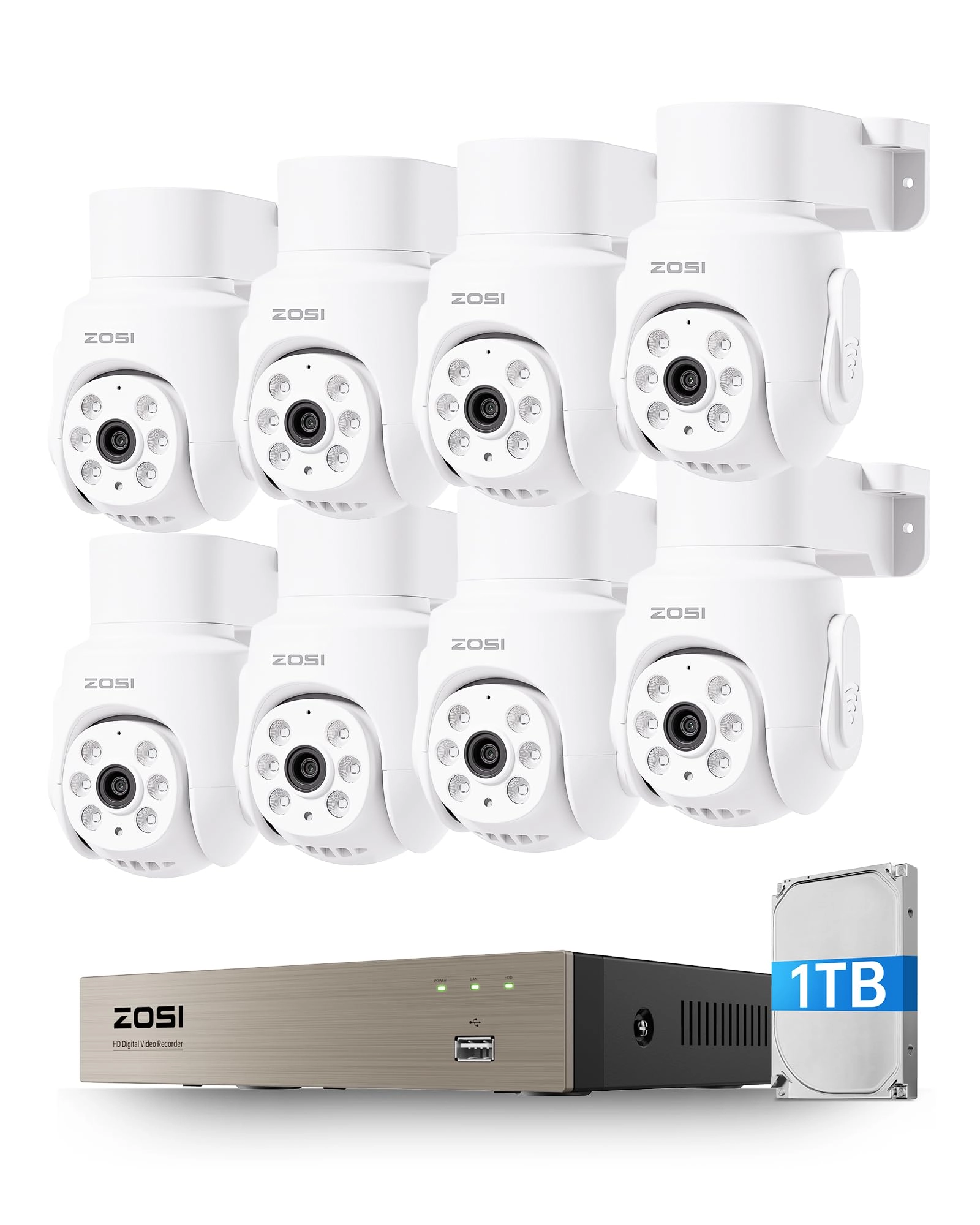 Zosi Wired Security Camera System - 8pcs 8CH 5MP