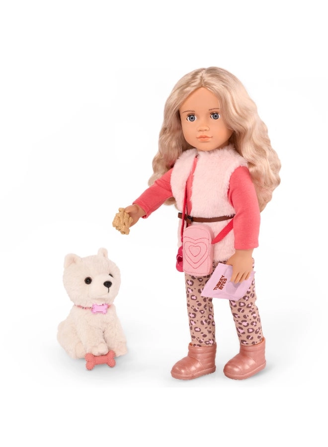 Kinsley Fashion Doll - 18-inch + Kenzi Shih Tzu Pup - 6-inch Ages 3+