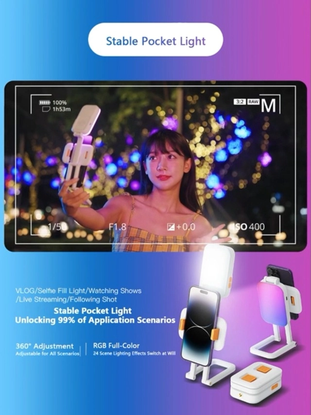 Selfie Light 82 LED - 3 Modes RGB Rechargeable