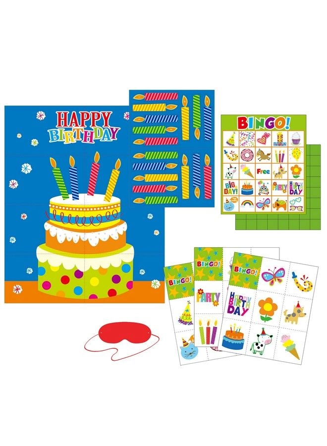 Iconikal Happy Birthday Bingo And Pin The Candles On The Cake Game Set - 32 Player
