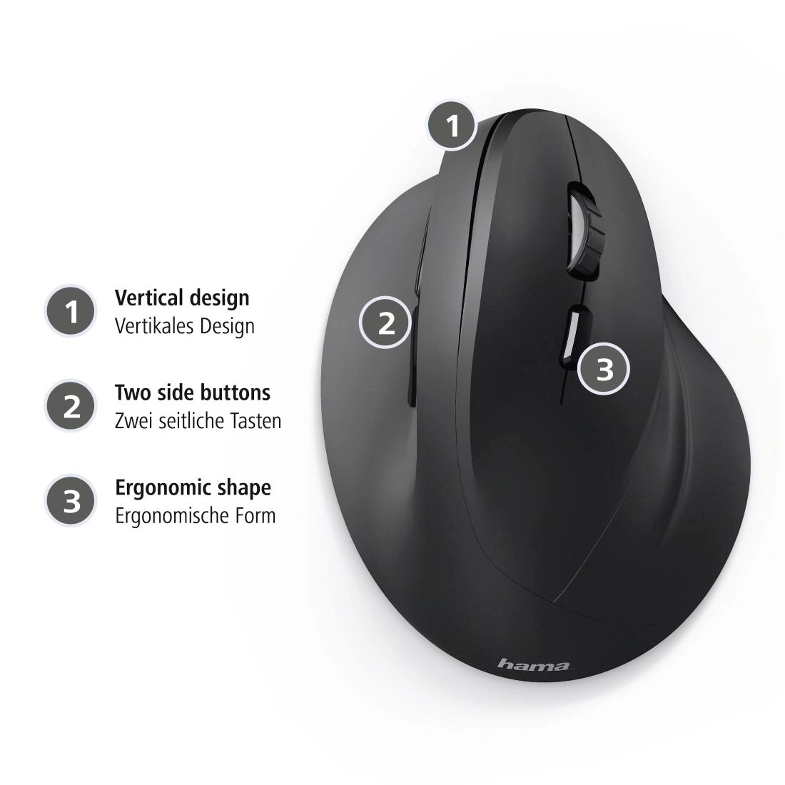 EMW-500 Vertical Ergonomic Mouse - Wireless