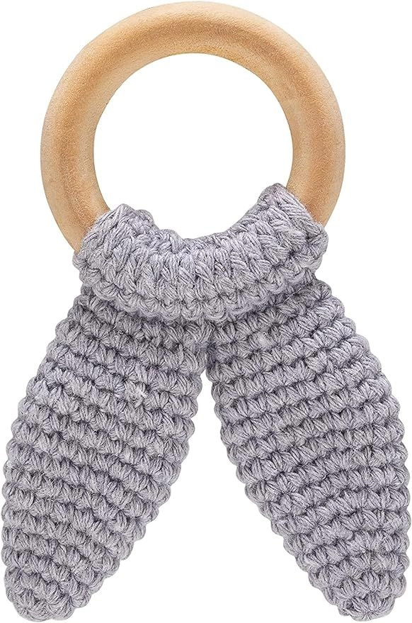 Babyjem Amigurumi Wooden Ring Teether - Beech wood 100% Cotton Yarn