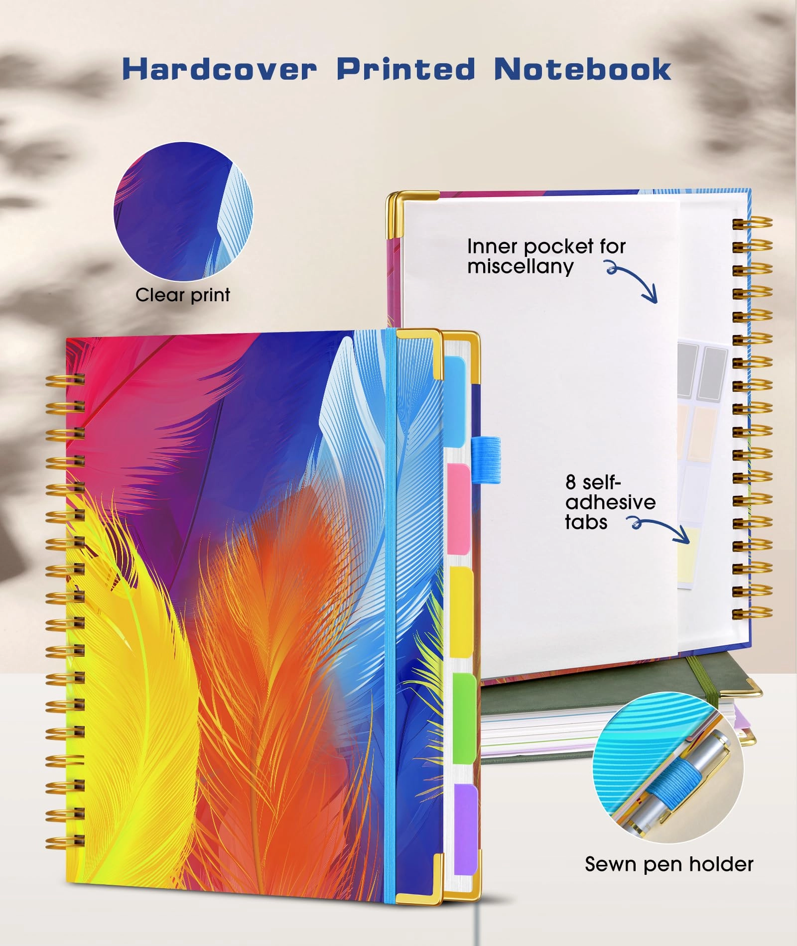 Spiral Notebook Large Hardcover - Lined 150 Sheets