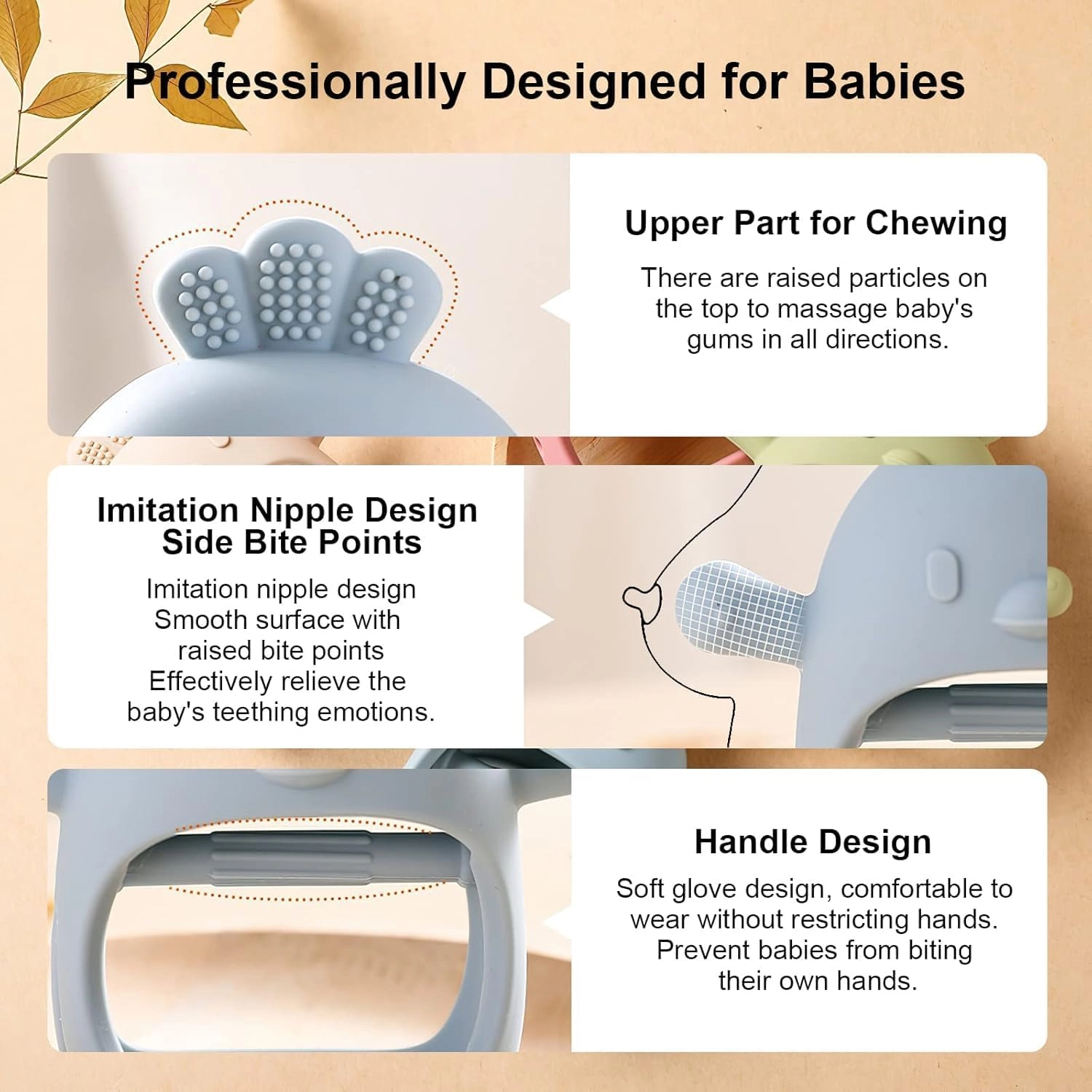2 in 1 Teether - Beech Wood, Silicone