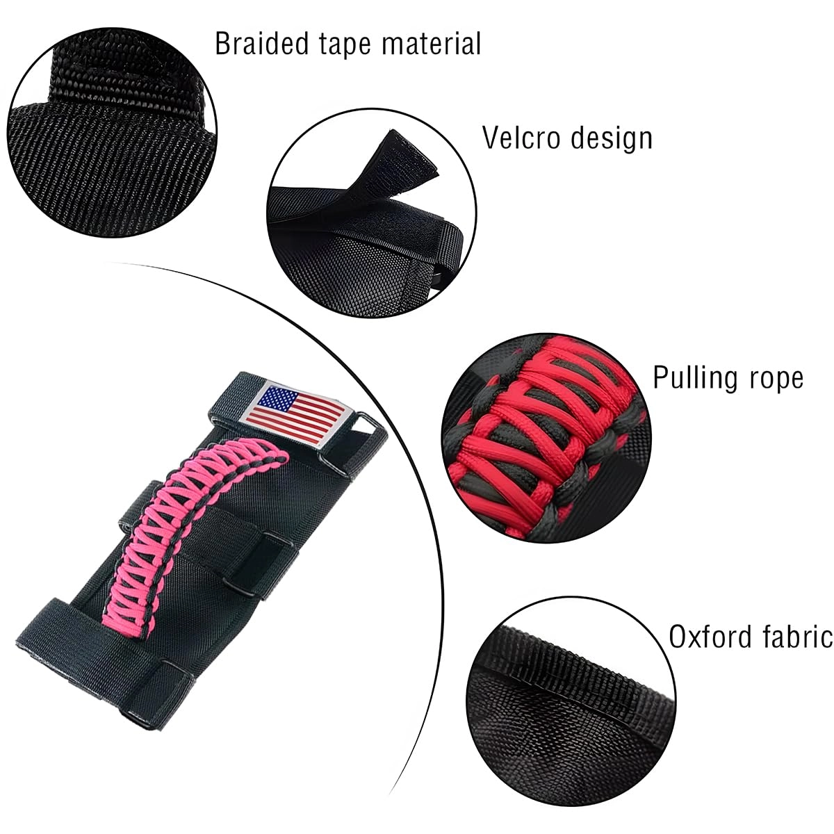 Roll Bar Grab Handles - Pink 2 Count