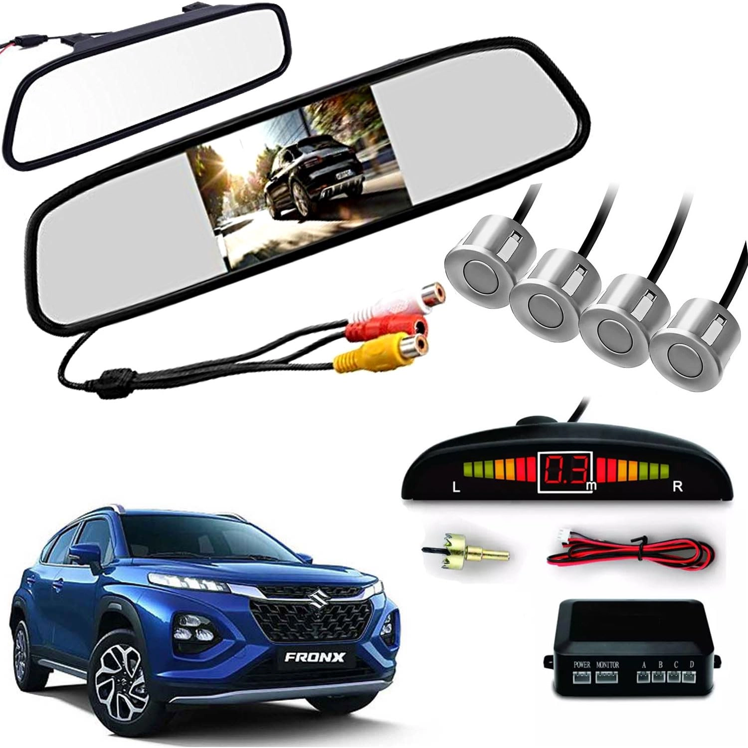 Auto Pearl Automotive Plot No. 157, Sector-53, Phase-5, Kundli, HR-131028, PH.: 09999192526, Email: autopearlindia@gmail.com, Auto Pearl Automotives TFT LCD Rearview Mirror Parking Video System - 4.3"