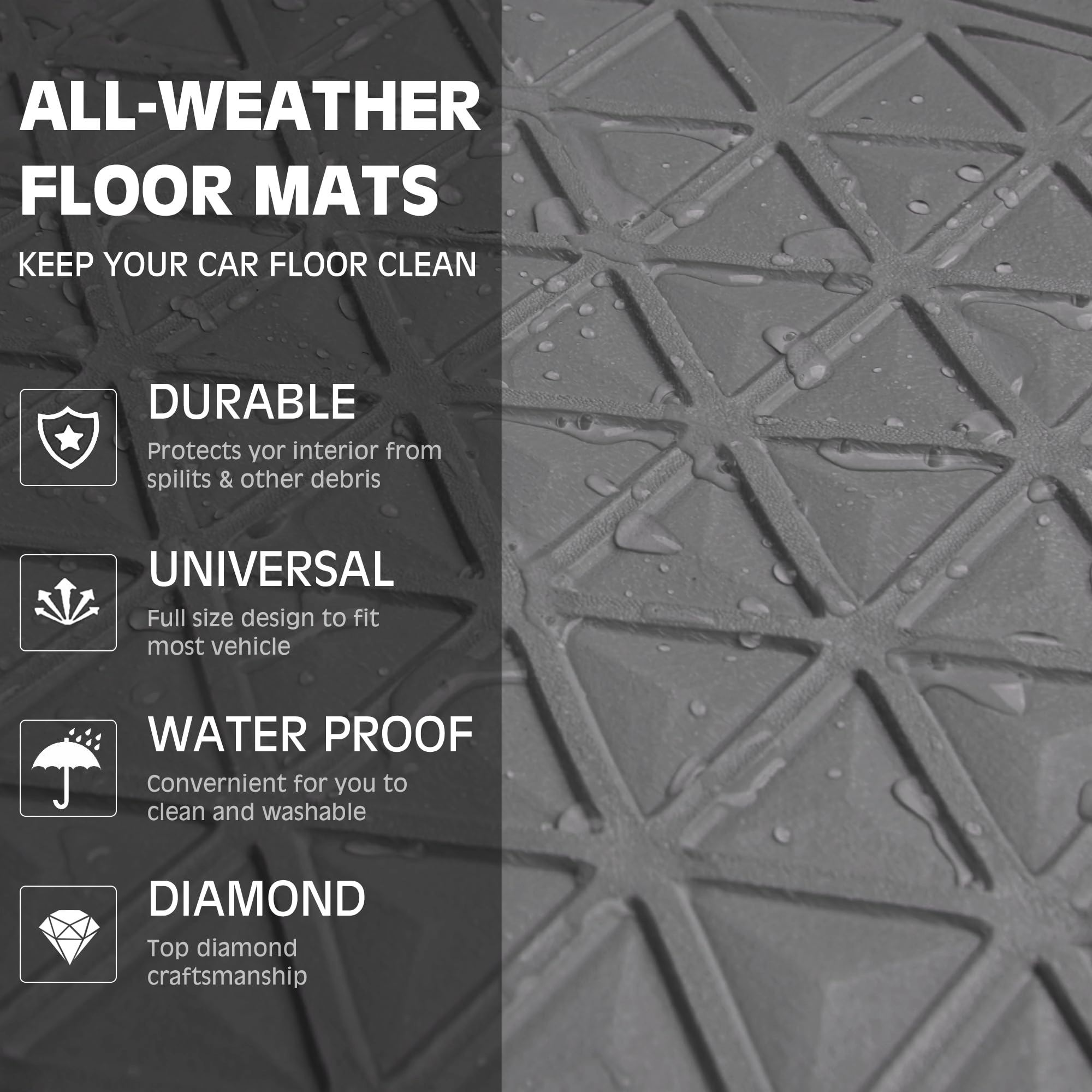 Bling Diamond Car Mats - 4.0 Count Universal Fit