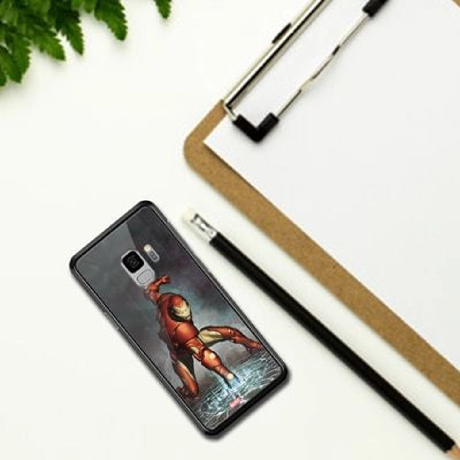 Iron Man Superhero Landing Back Case for Galaxy S9 - TPU Bumper Case + Tempered Glass Back
