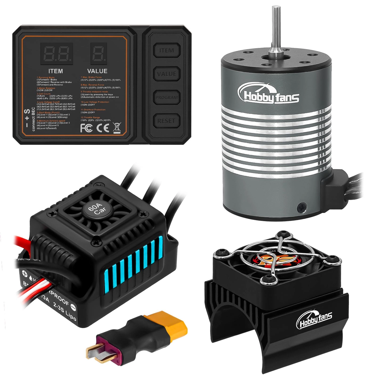 Hobby Fans S3650 - 3900KV 3.175mm Shaft + Brushless ESC - 60A