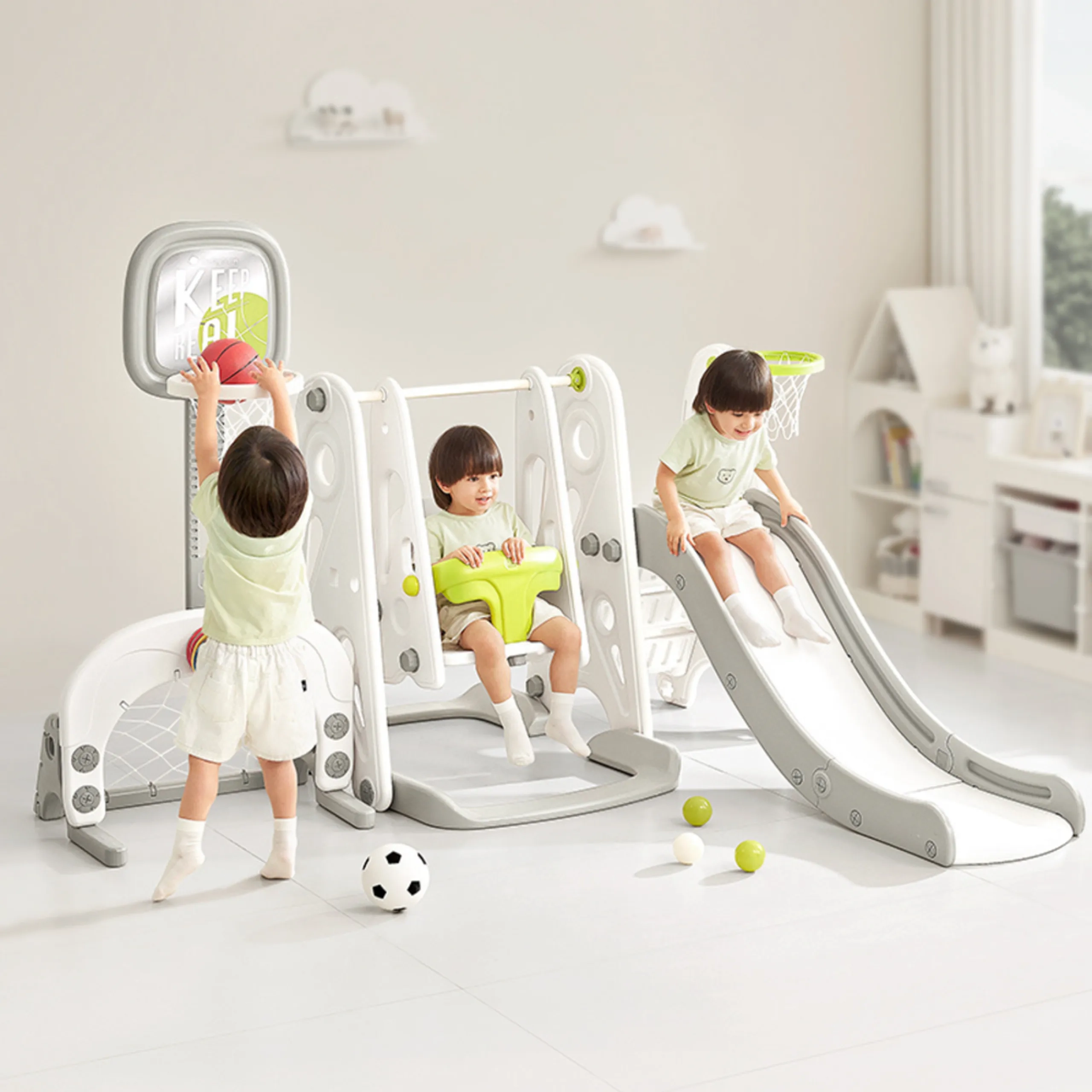 3 In 1 Kids Slide & Play Set - White Suitable for 12 months & above