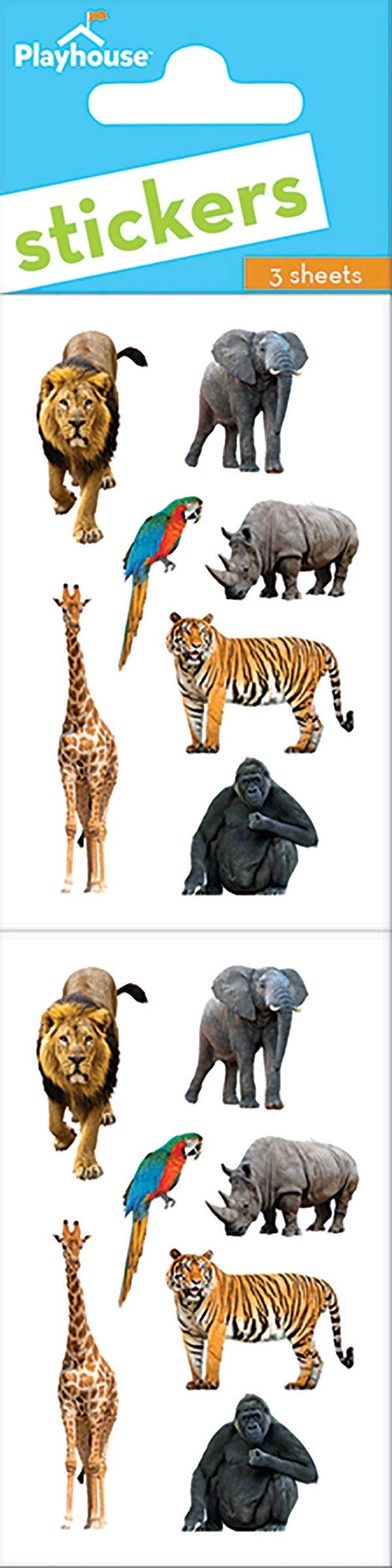 Playhouse Zoo Animals Sticker Book Reusable 3 pcs