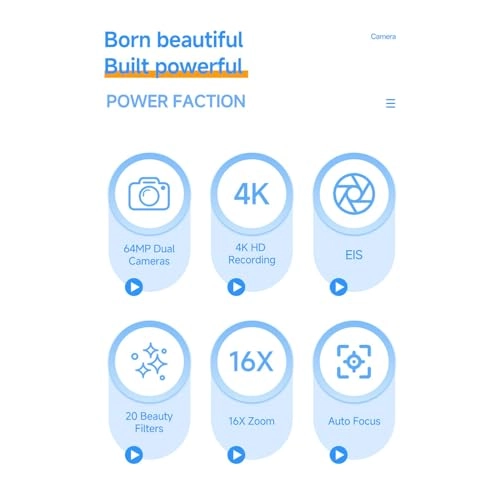 4K Digital Camera - 64MP 16X Zoom
