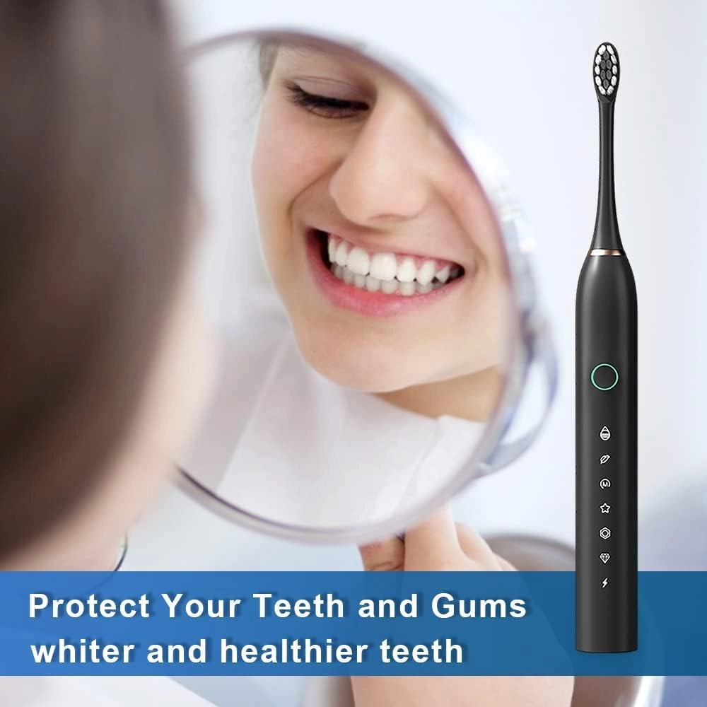 Sonic Electric Toothbrush - Rechargeable 4 Brush Heads 6 Modes