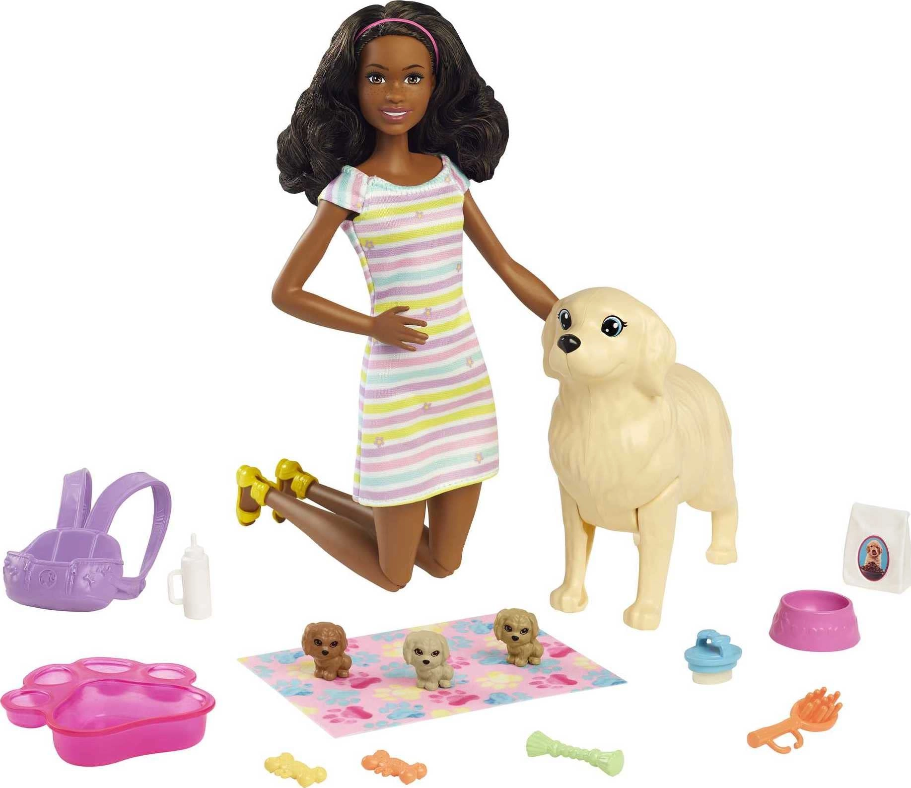 Barbie Newborn Pups playset - Brunette 3 Puppies Color-Change Ages 3+