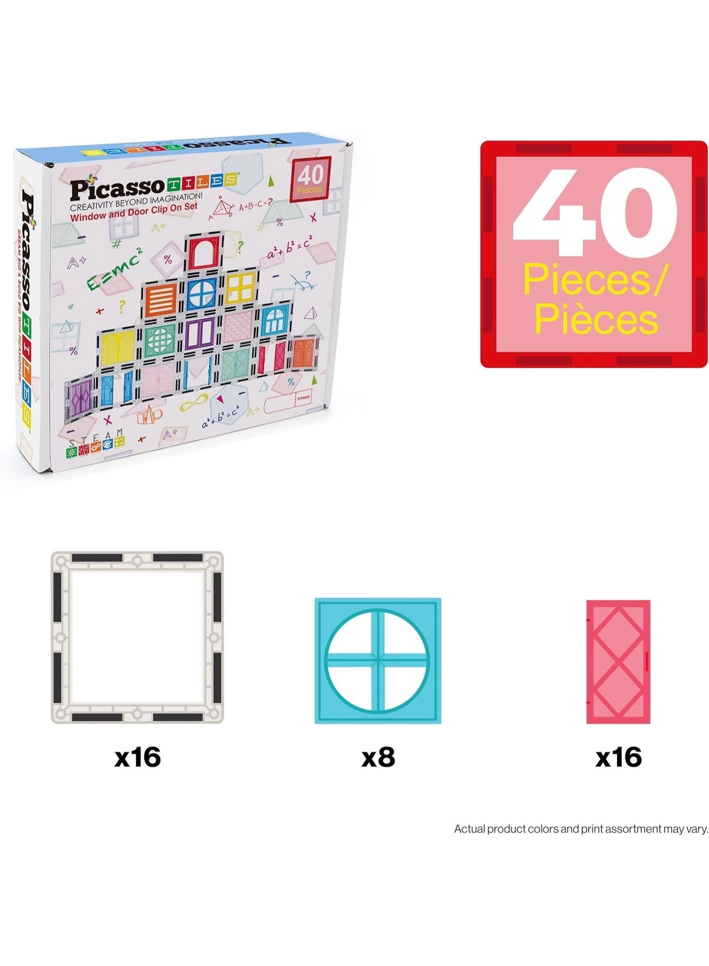 Magnetic Tiles Clip-On Window and Door - 40pcs