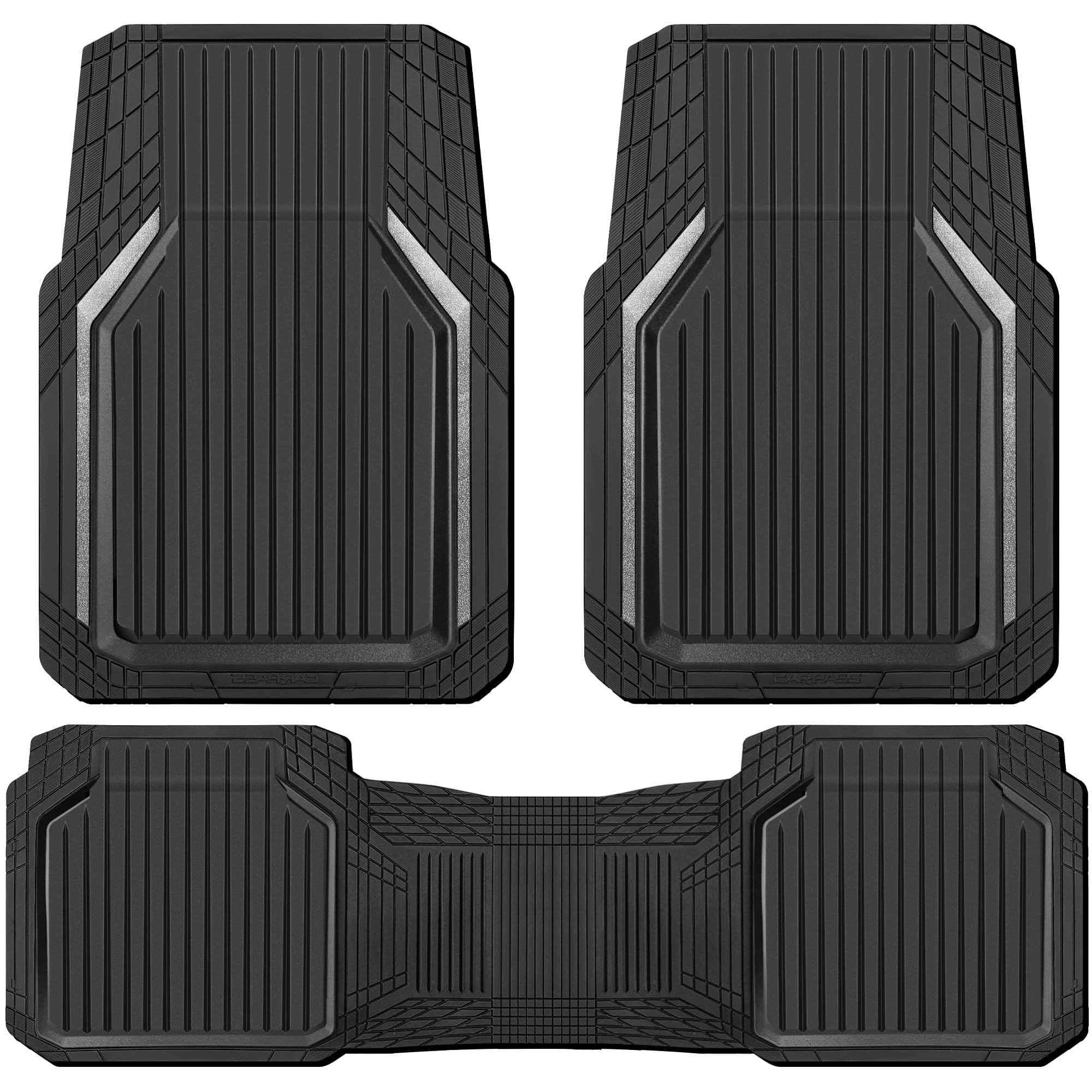 Heavy Duty Rubber Floor Mats - Universal Fit 3pcs Black Purple