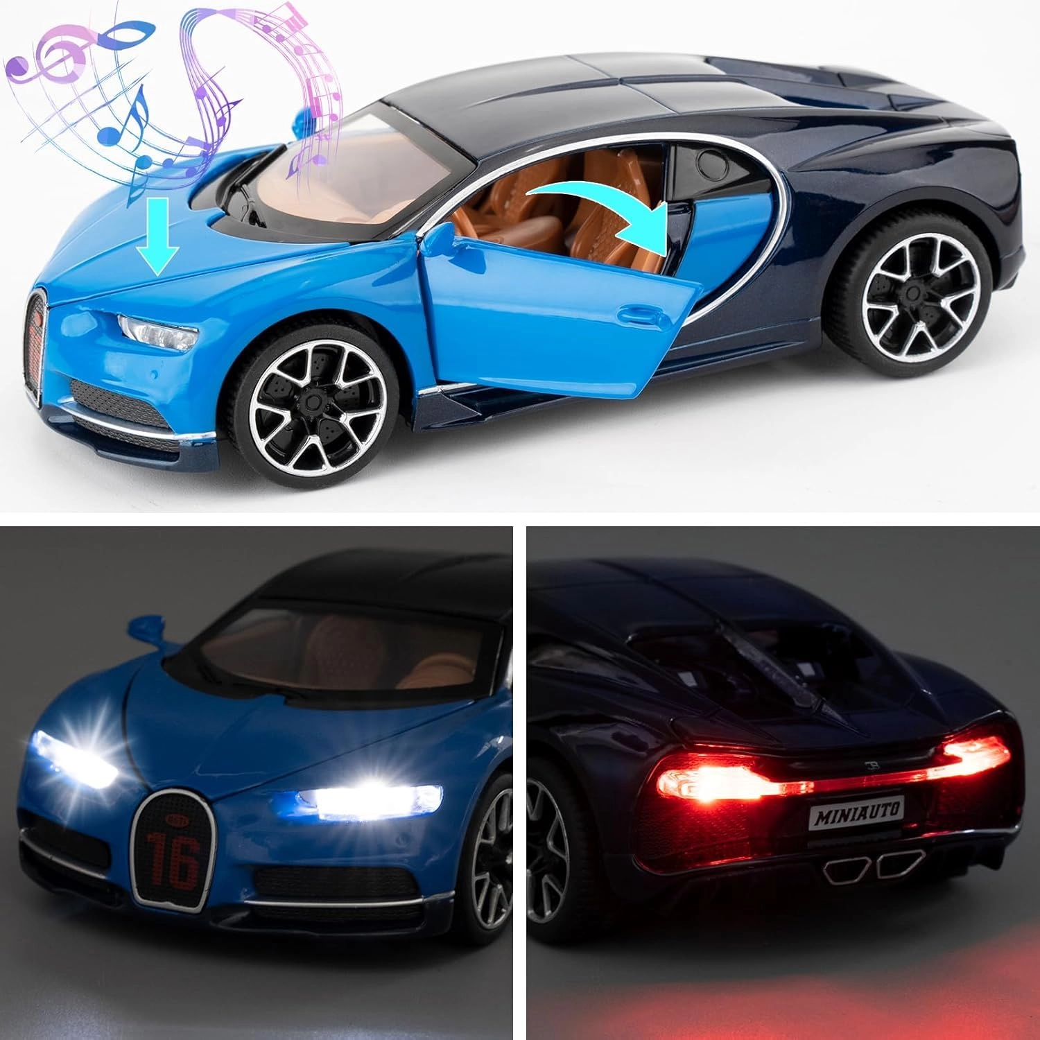 BUGATTI CHIRON - Metal Pull Back Blue