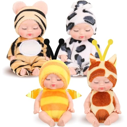 Reborn Baby Doll - 4 Inch Animal Clothes 4 Pcs Bundle
