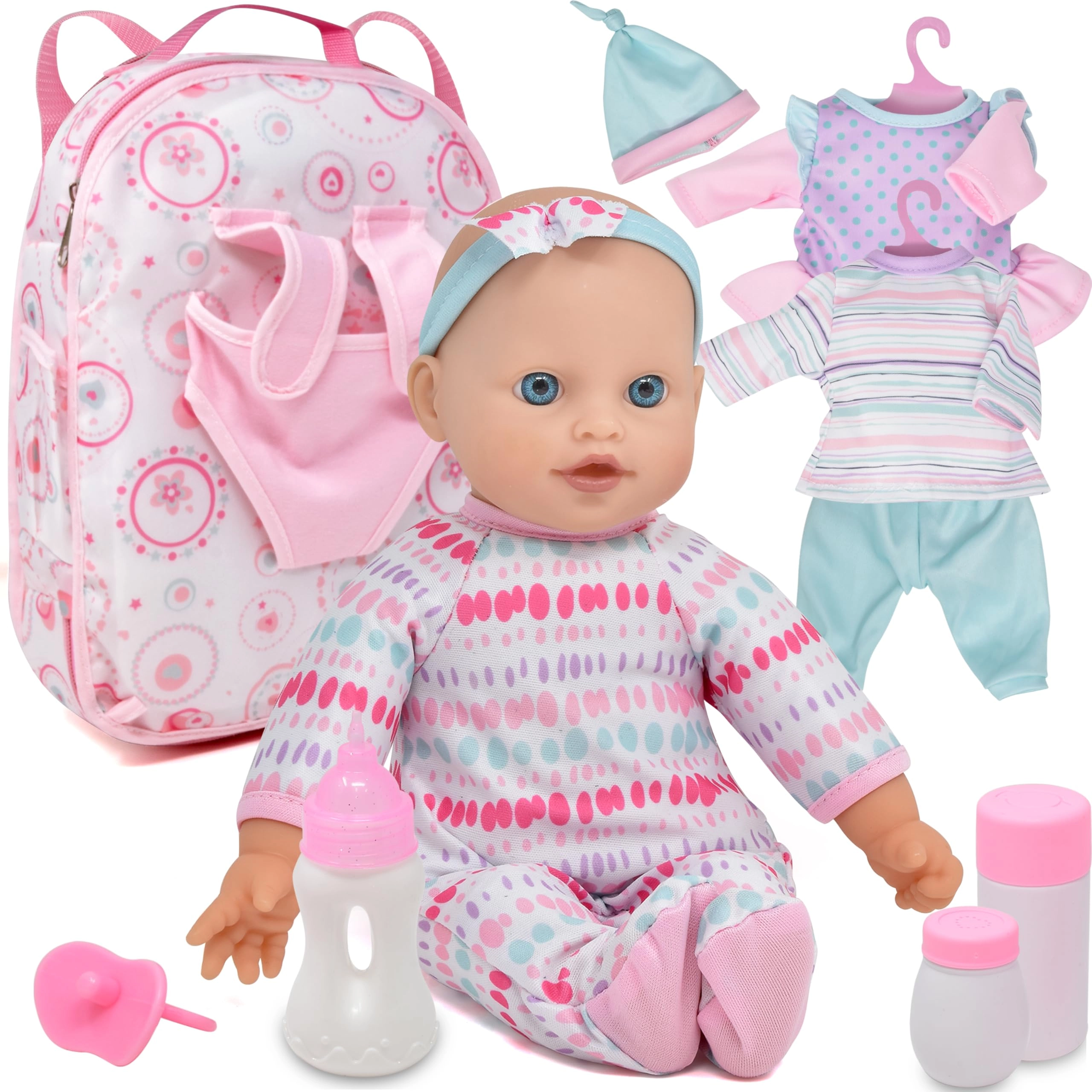 Dolls To Play Soft Body Baby Doll - 12 Inch Backpack Carrier Clothes Accessories Ages 3+
