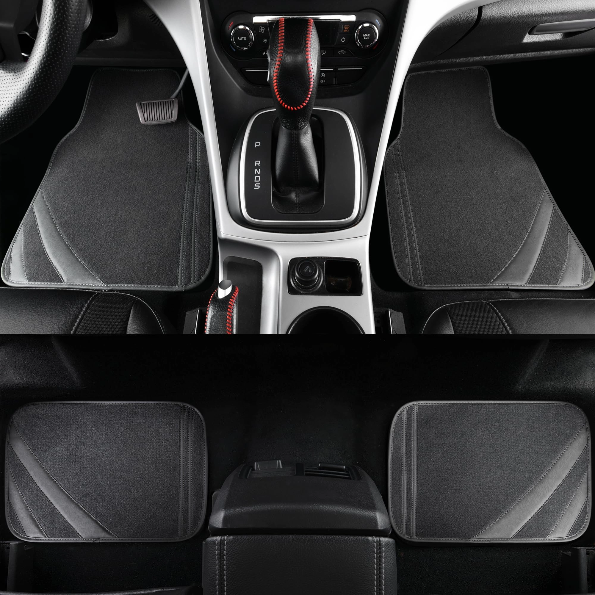 Faux Leather Car Mats - Blue Edge Universal Fit