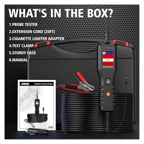 PB100 Circuit Probe - 1-10 Amps 12V And 24V Battery Connection Clips DC Voltage AC Voltage Resistance Diode