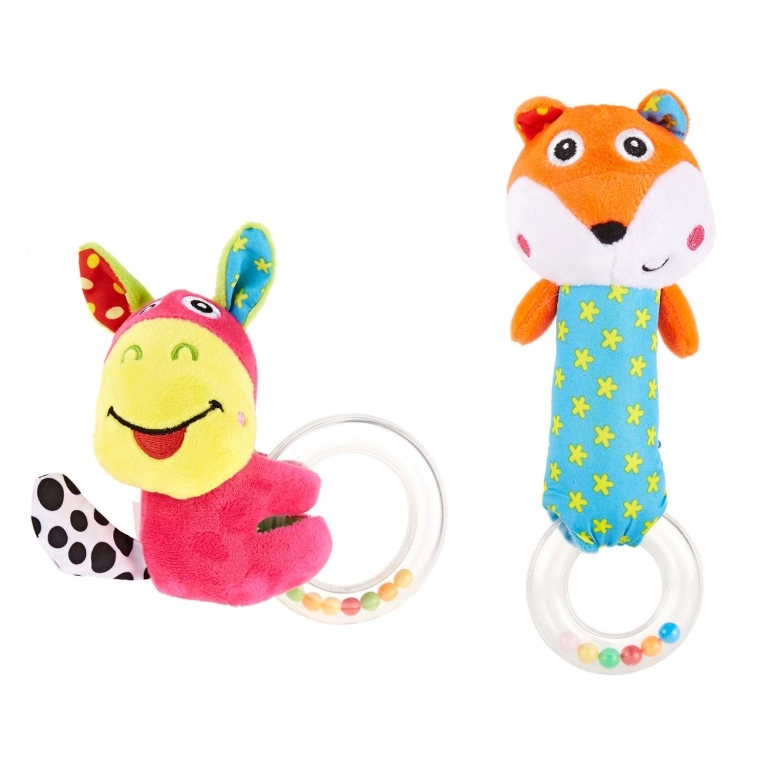 Pixie Donkey Rattle Toy + Fox Rattle Toy - Suitable for 0 month & above Fabric material