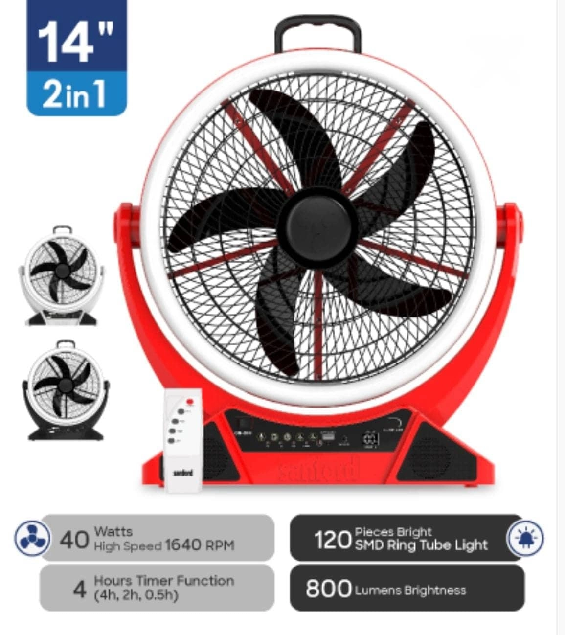 Homeonics Rechargeable Fan - Table 14 Inch