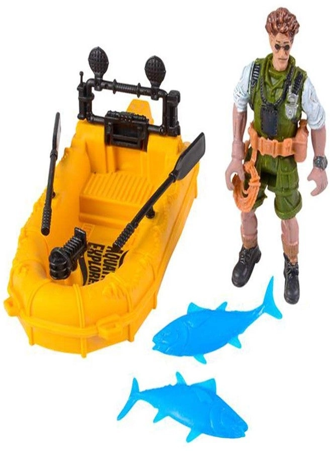 ArtCreativity Aquatic Play Set - Action Figure Floating Boat 2 Fish