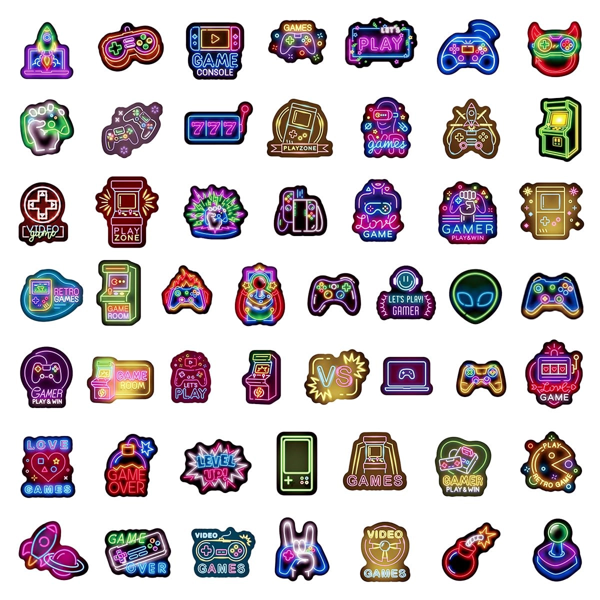 Video Game Sticker Book Neon Waterproof Vinyl 100 pcs