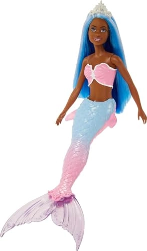 Barbie Dreamtopia Mermaid Doll - 12-inch Pink and Blue Hair Tiara Ages 3+