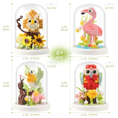 Avian Artistry Building Set - Hummingbird Flamingo Parrot Owl 963 pcs