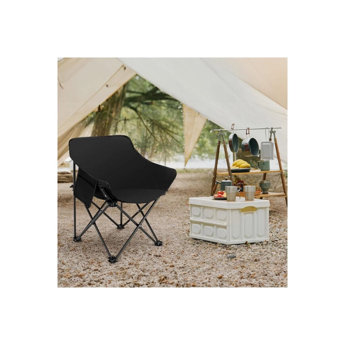 Folding Camping Chair - Black Lightweight