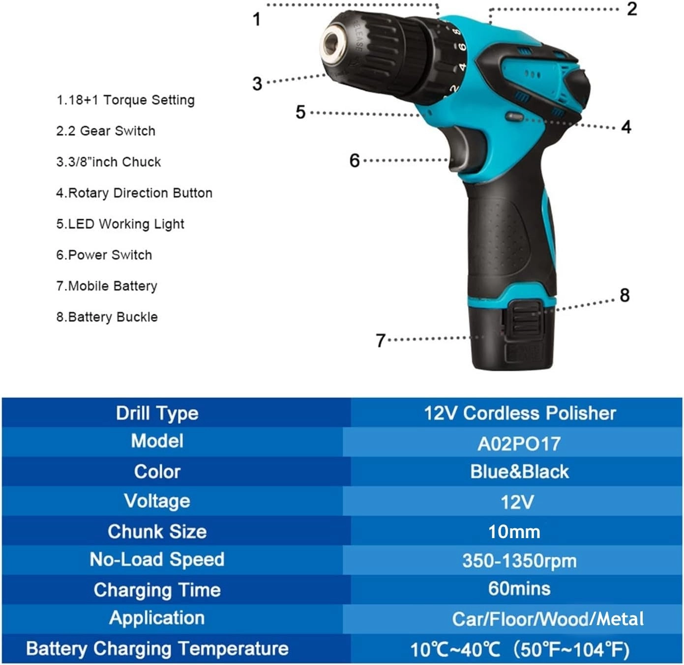 Cordless Drill - 1.5 Ah 12V