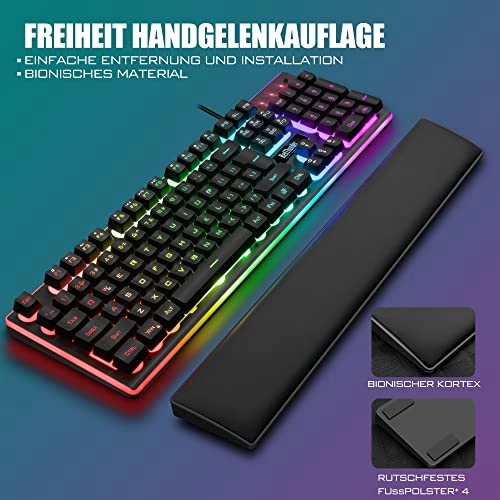 Gaming Keyboard + Gaming Mouse + Wrist Rest - Wired