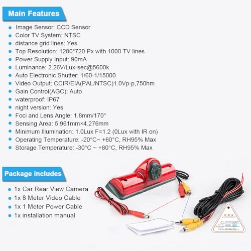 HD Brake Light Reversing Camera - 628x586 pixels