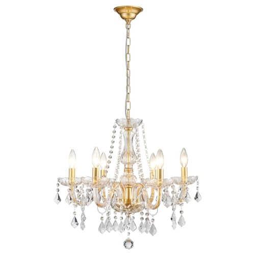 K9 Crystal Chandelier - 6-Lights 27"H 22"W Gold