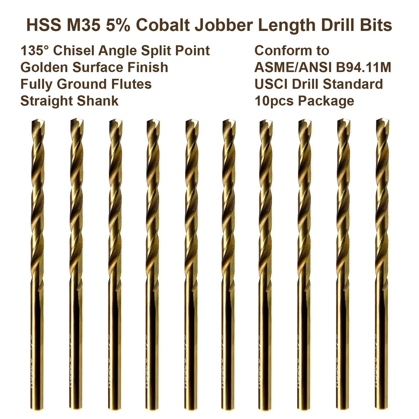 No.40 - HSS M35 Cobalt 10pcs 0.098"