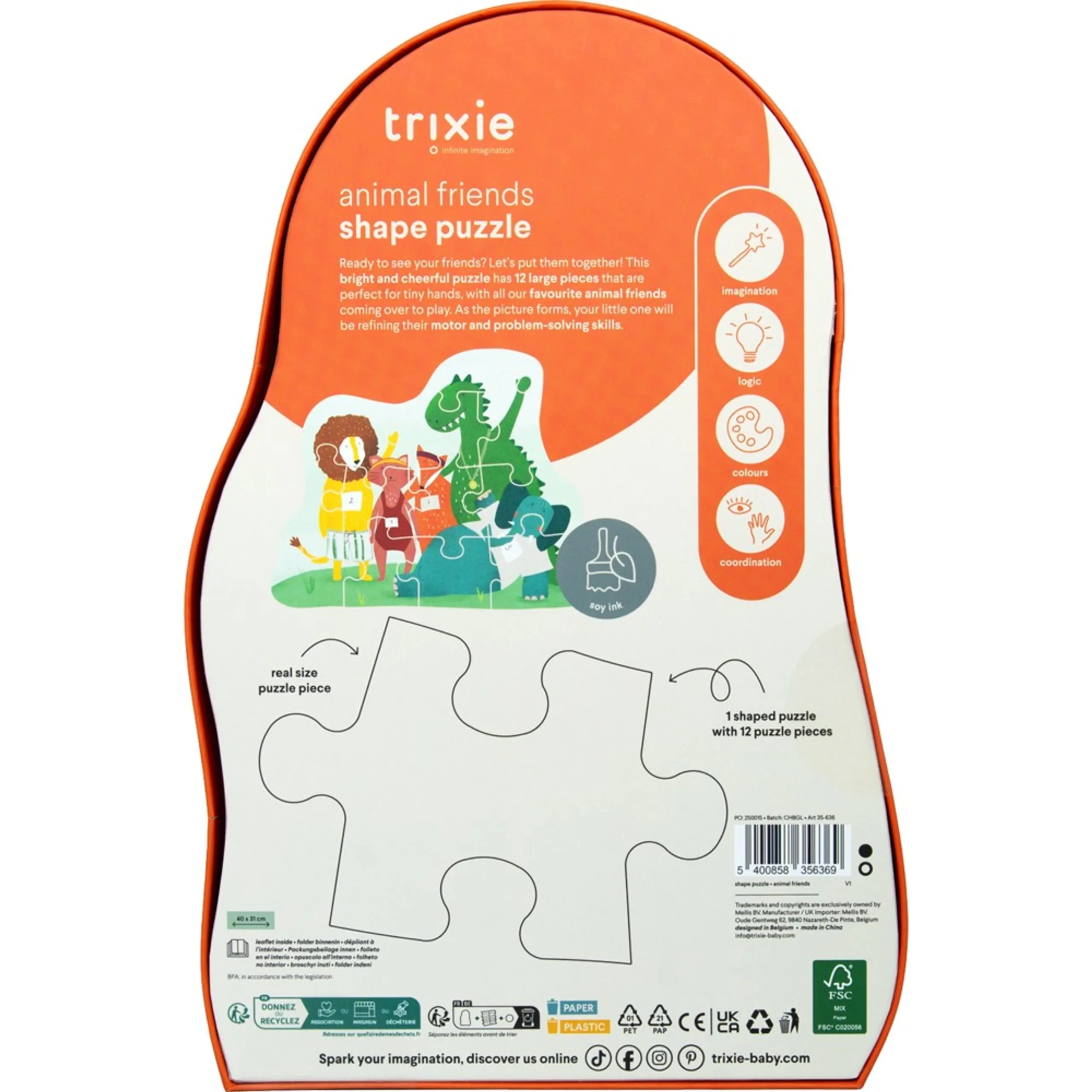 Animal Friends Puzzle (16090809-35-636) - 12 pcs