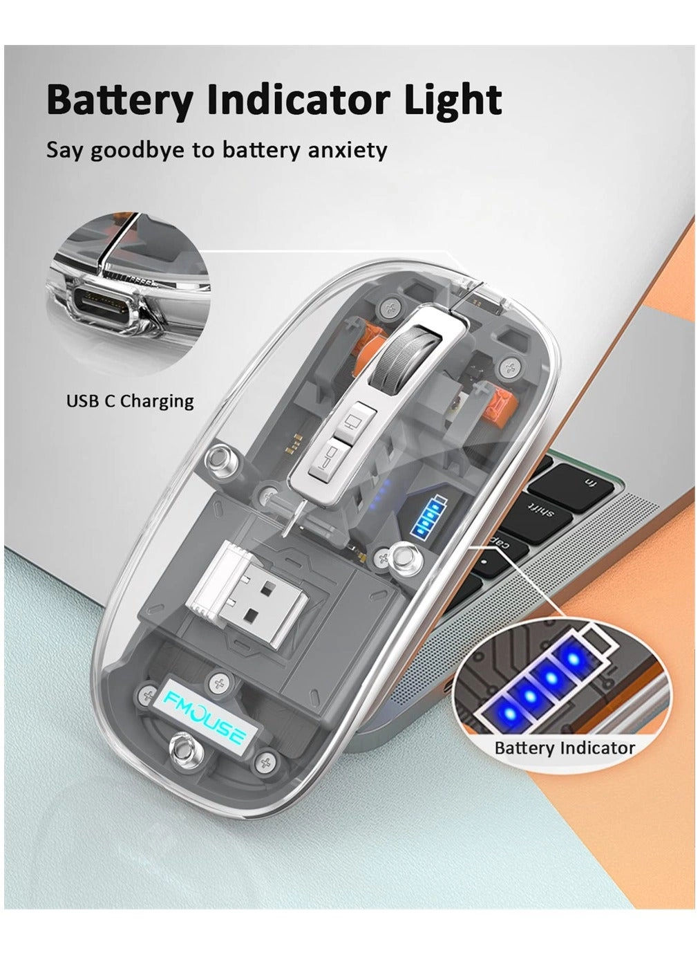 LED Rechargeable Slim Silent Mouse - Wireless