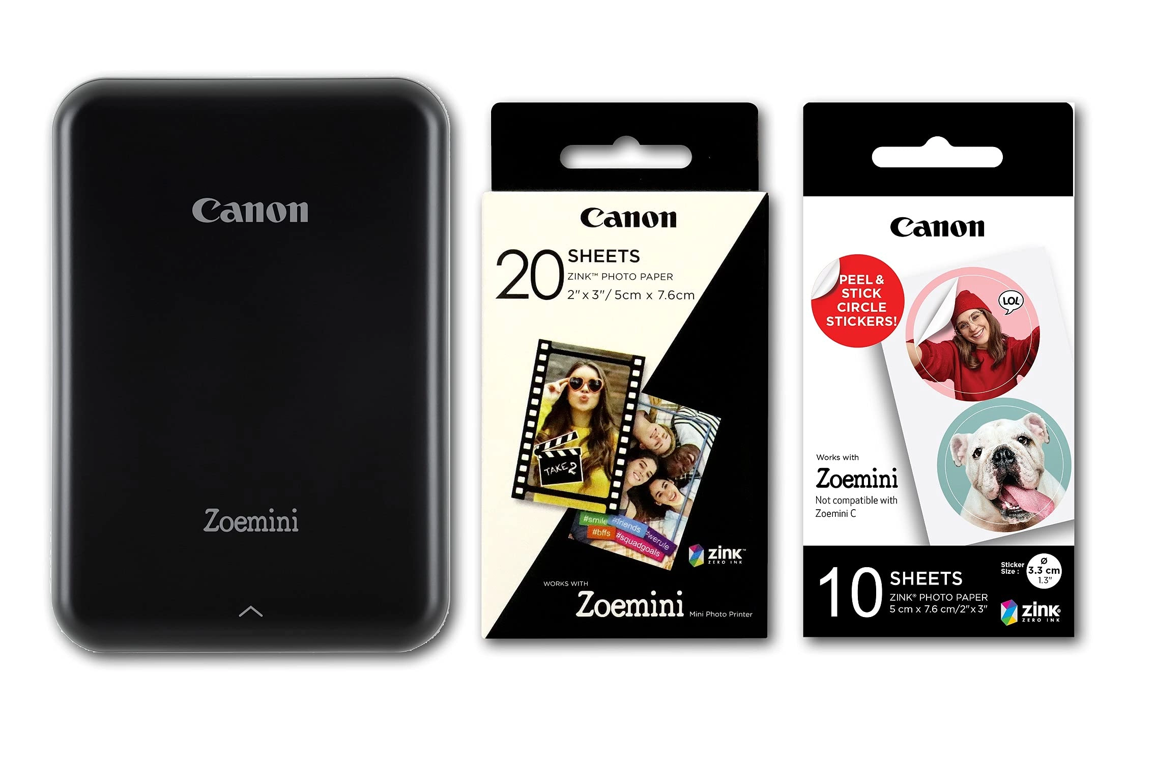 Canon Zoemini - Zink Technology Portable + ZINK Photo Paper + Circle Stickers