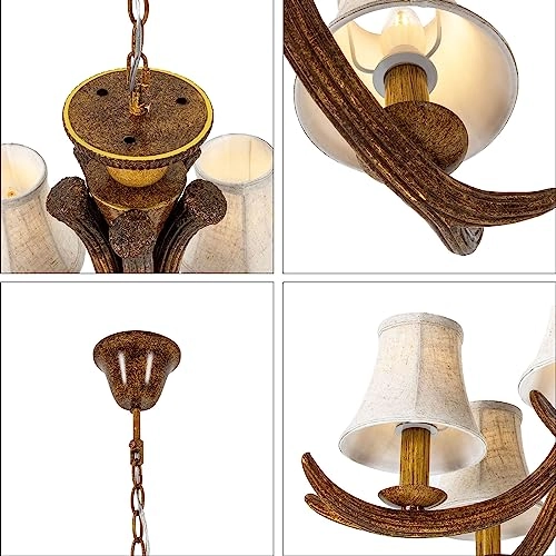 Deer Antler Style 5-Light Chandelier - 65cm Diameter x 50cm Height E12 Base