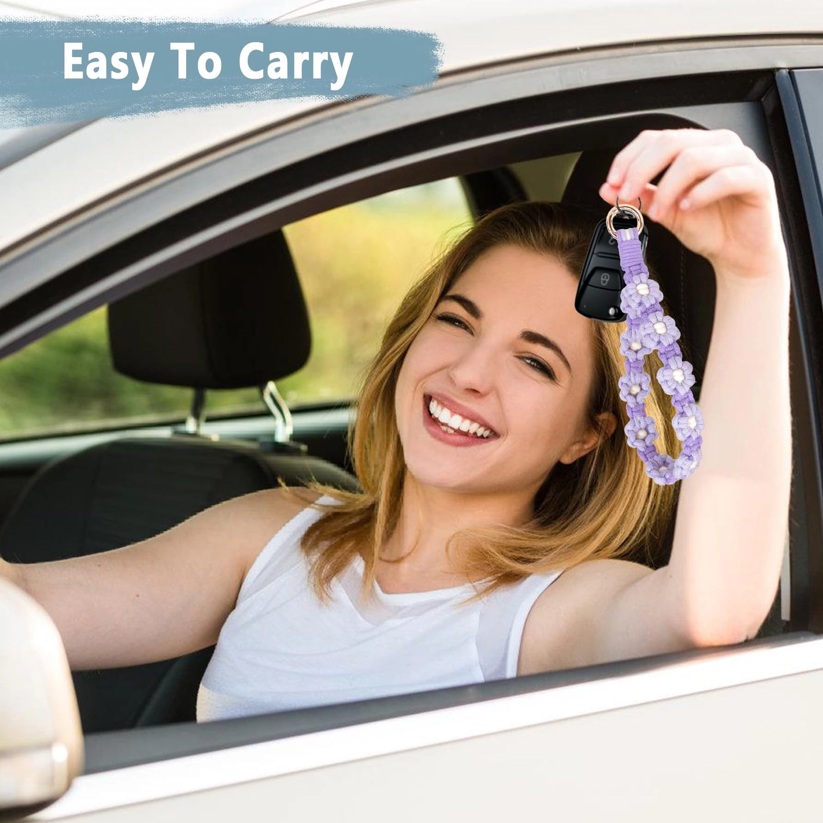 Boho Macrame Keychain - Car