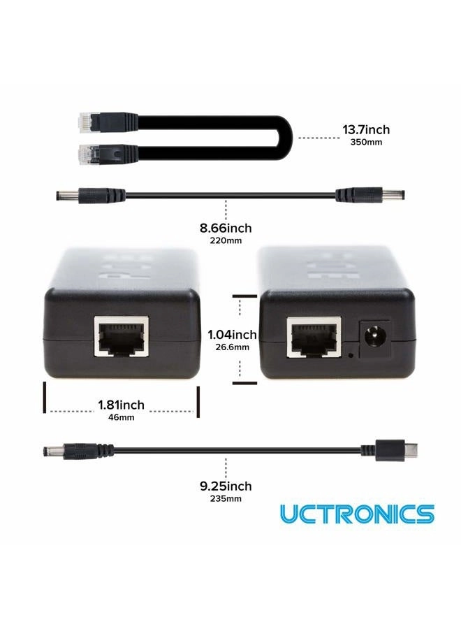 USB-C PoE Splitter - 5V/4A 802.3at Gigabit