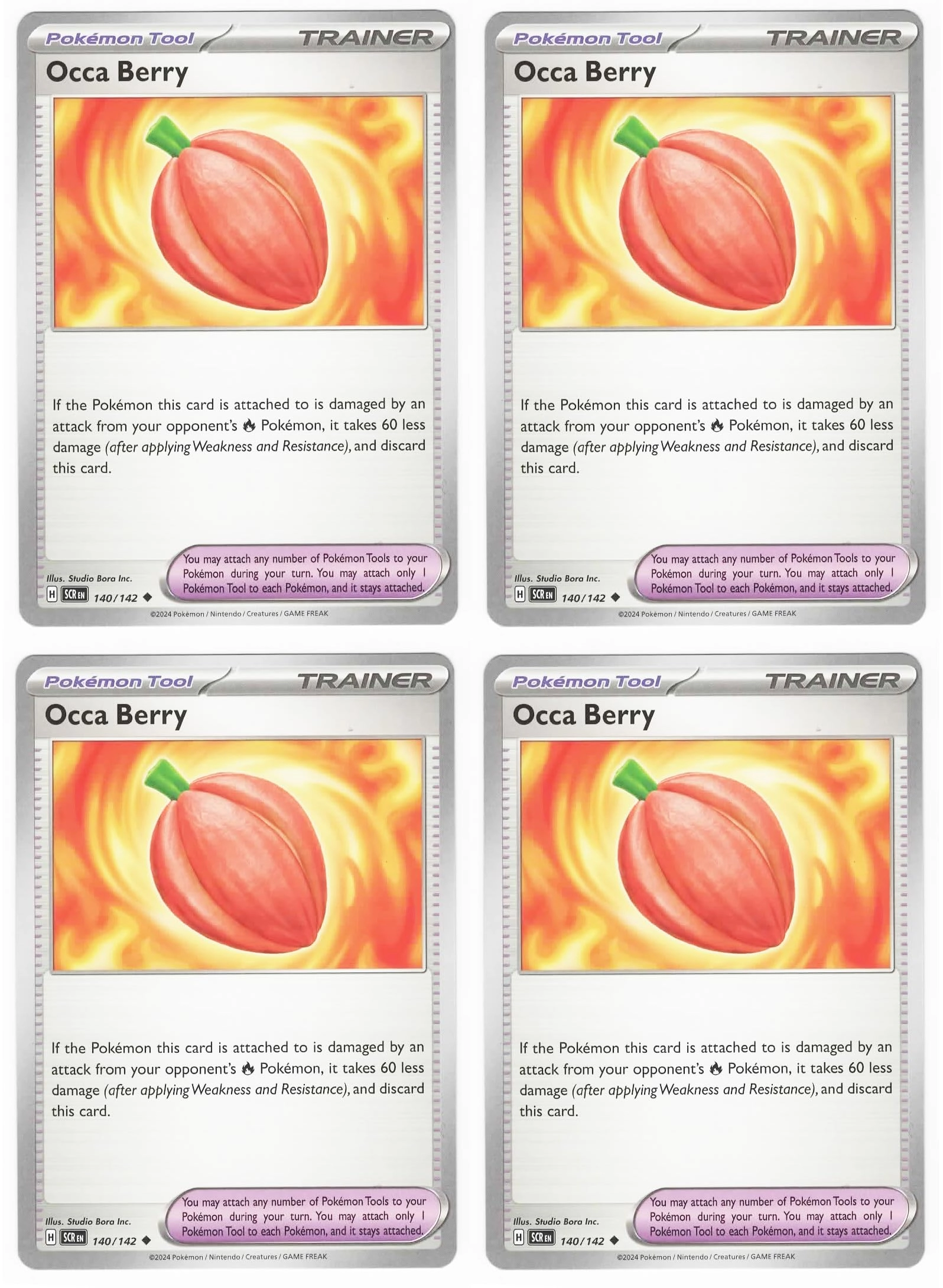 Pokémon Occa Berry 140/142 - Stellar Crown Trainer Card Set - 4pcs