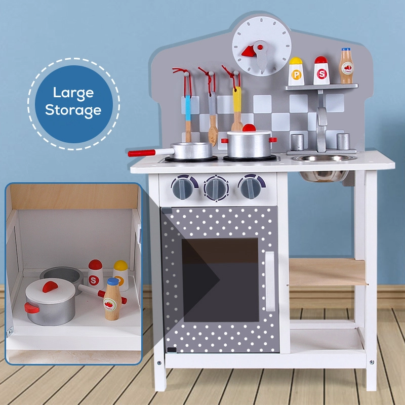 Wooden Pretend Play Kitchen - 8 pcs (4092083-LS_KPS_GY)