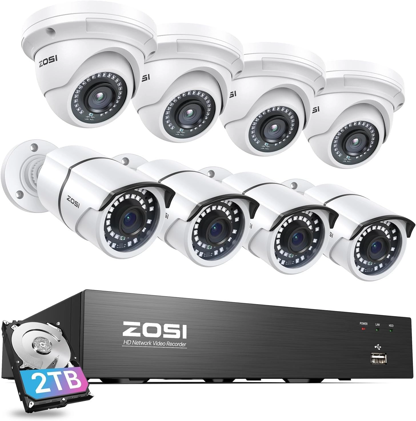 8 Channel 5MP 3K PoE Home Security Camera System